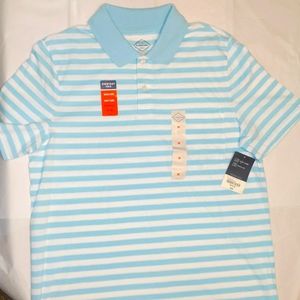 St John's Bay Striped Polo Shirt NWT Blue and White Men's Sz Med New